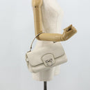 Salvatore Ferragamo Gancini Hand Bag Leather White Silver Auth 177310A-27