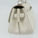 Salvatore Ferragamo Gancini Hand Bag Leather White Silver Auth 177310A-5