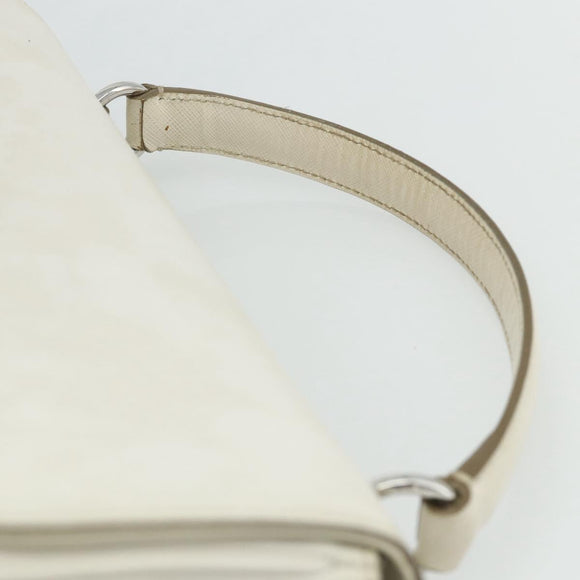 Salvatore Ferragamo Gancini Hand Bag Leather White Silver Auth 177310A