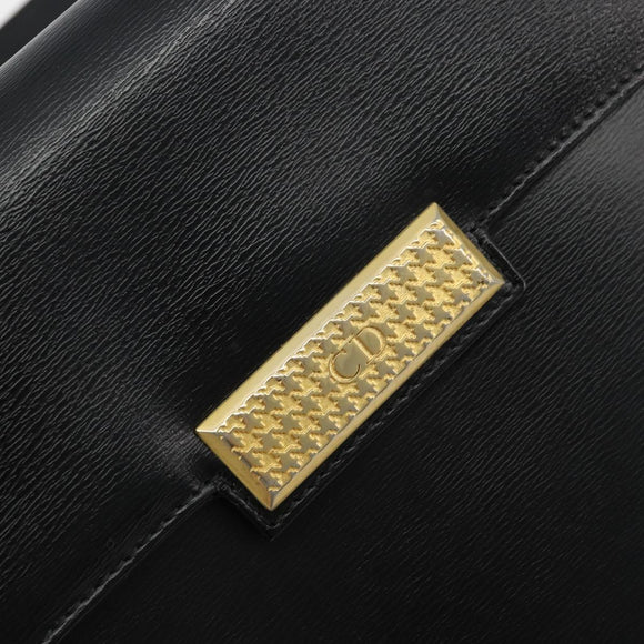 Christian Dior Shoulder Bag Leather Black Gold Auth 177312