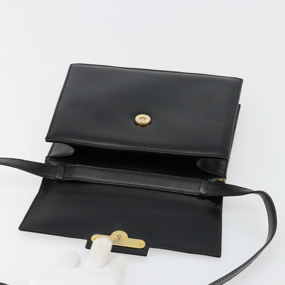 Christian Dior Shoulder Bag Leather Black Gold Auth 177312
