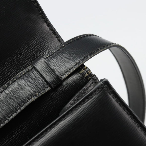 Christian Dior Shoulder Bag Leather Black Gold Auth 177312