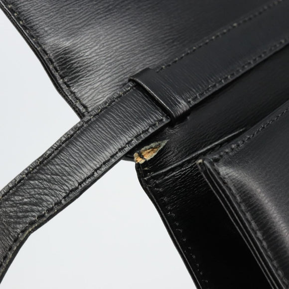 Christian Dior Shoulder Bag Leather Black Gold Auth 177312