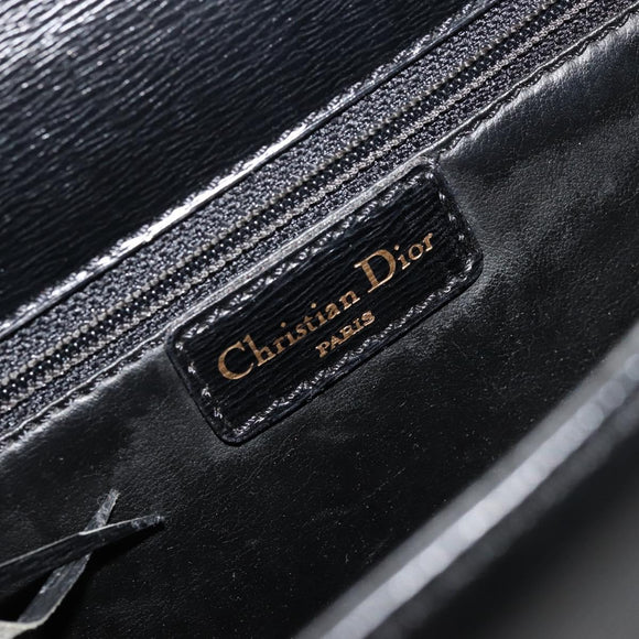 Christian Dior Shoulder Bag Leather Black Gold Auth 177312
