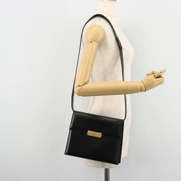 Christian Dior Shoulder Bag Leather Black Gold Auth 177312