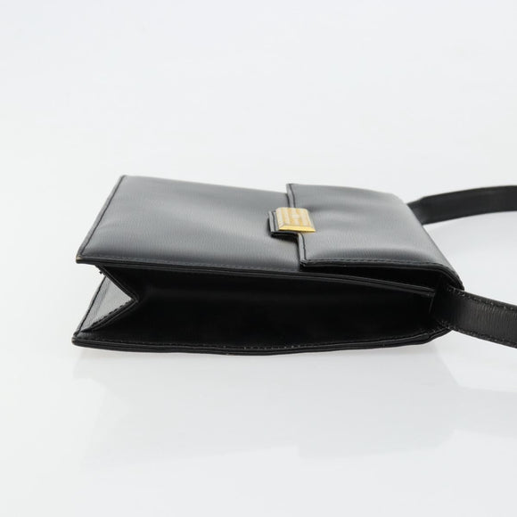 Christian Dior Shoulder Bag Leather Black Gold Auth 177312