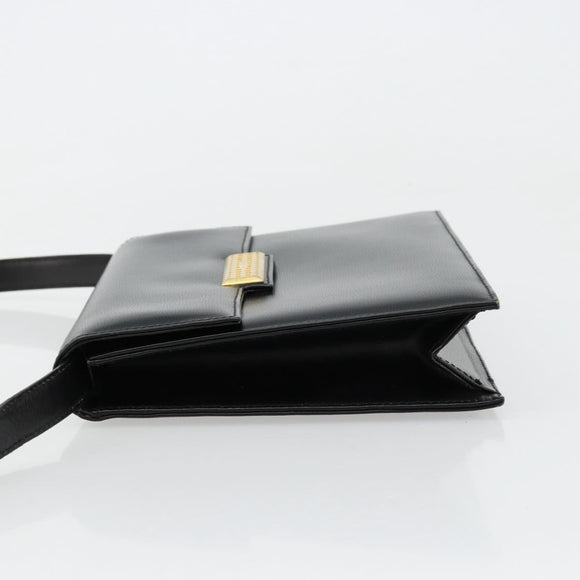 Christian Dior Shoulder Bag Leather Black Gold Auth 177312
