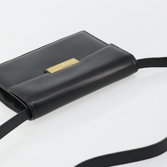 Christian Dior Shoulder Bag Leather Black Gold Auth 177312