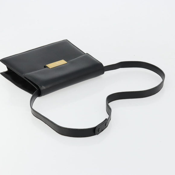 Christian Dior Shoulder Bag Leather Black Gold Auth 177312