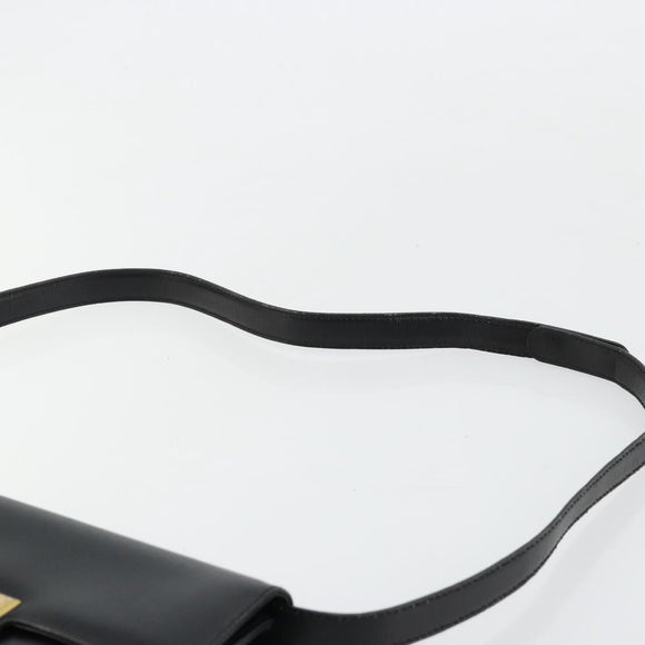 Christian Dior Shoulder Bag Leather Black Gold Auth 177312