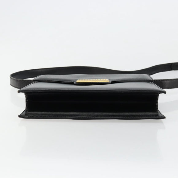 Christian Dior Shoulder Bag Leather Black Gold Auth 177312