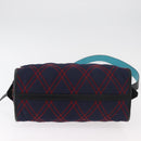 PRADA Graphic Quilt Hand Bag Leather Nylon 2way Navy Gold Auth 177317A-11
