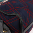 PRADA Graphic Quilt Hand Bag Leather Nylon 2way Navy Gold Auth 177317A-12