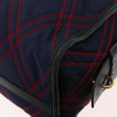 PRADA Graphic Quilt Hand Bag Leather Nylon 2way Navy Gold Auth 177317A-15