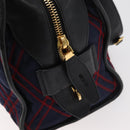 PRADA Graphic Quilt Hand Bag Leather Nylon 2way Navy Gold Auth 177317A-17