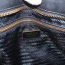 PRADA Graphic Quilt Hand Bag Leather Nylon 2way Navy Gold Auth 177317A-18