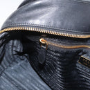 PRADA Graphic Quilt Hand Bag Leather Nylon 2way Navy Gold Auth 177317A-22