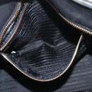 PRADA Graphic Quilt Hand Bag Leather Nylon 2way Navy Gold Auth 177317A-23