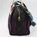 PRADA Graphic Quilt Hand Bag Leather Nylon 2way Navy Gold Auth 177317A-5