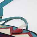 PRADA Graphic Quilt Hand Bag Leather Nylon 2way Navy Gold Auth 177317A-8