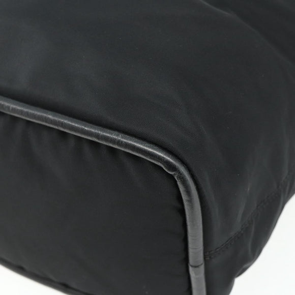 CELINE Circle Hand Bag Nylon Black Gold Auth 177318A