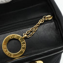 CELINE Circle Hand Bag Nylon Black Gold Auth 177318A-10