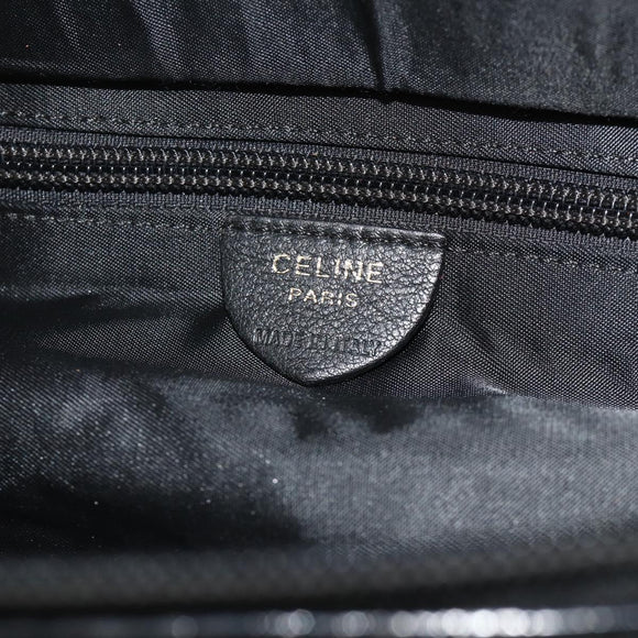 CELINE Circle Hand Bag Nylon Black Gold Auth 177318A