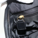 CELINE Circle Hand Bag Nylon Black Gold Auth 177318A-20