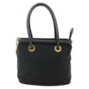 CELINE Circle Hand Bag Nylon Black Gold Auth 177318A-13