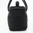 CELINE Circle Hand Bag Nylon Black Gold Auth 177318A-3