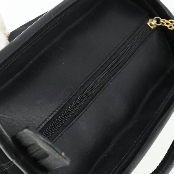 CELINE Circle Hand Bag Nylon Black Gold Auth 177318A