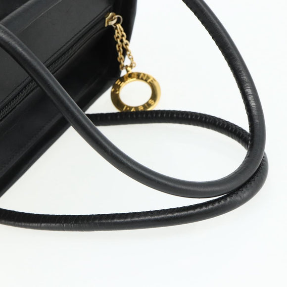 CELINE Circle Hand Bag Nylon Black Gold Auth 177318A