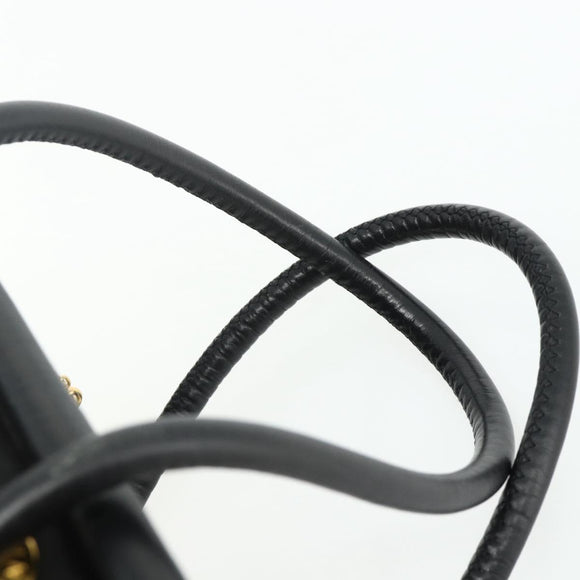 CELINE Circle Hand Bag Nylon Black Gold Auth 177318A