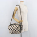 CHANEL Shoulder Bag Canvas Beige Silver CC Auth 177319-24