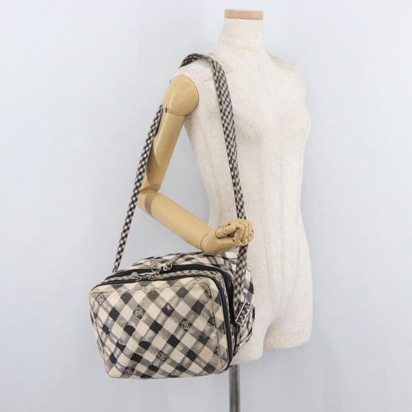 CHANEL Shoulder Bag Canvas Beige Silver CC Auth 177319