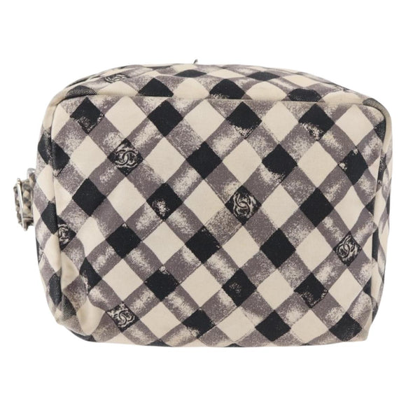 CHANEL Shoulder Bag Canvas Beige Silver CC Auth 177319