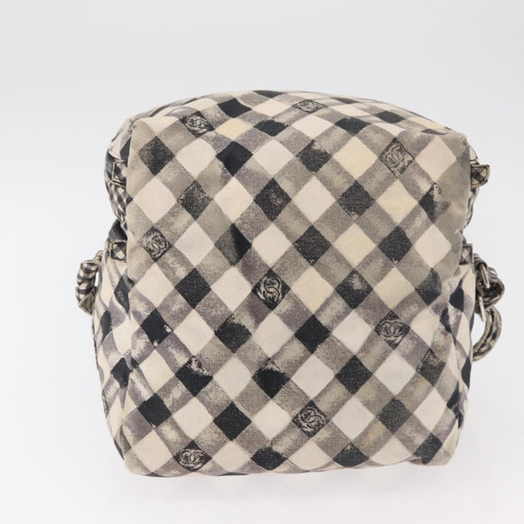 CHANEL Shoulder Bag Canvas Beige Silver CC Auth 177319