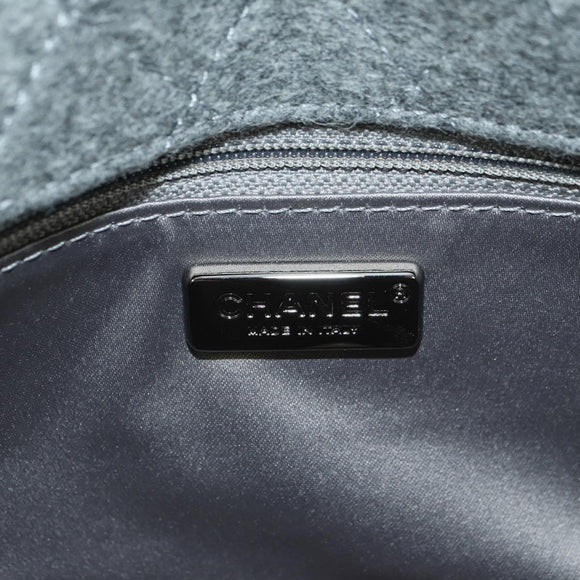 CHANEL Matelasse Chain Shoulder Bag Sequin Gray Silver CC Auth 177320SM