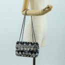 CHANEL Matelasse Chain Shoulder Bag Sequin Gray Silver CC Auth 177320SM-26
