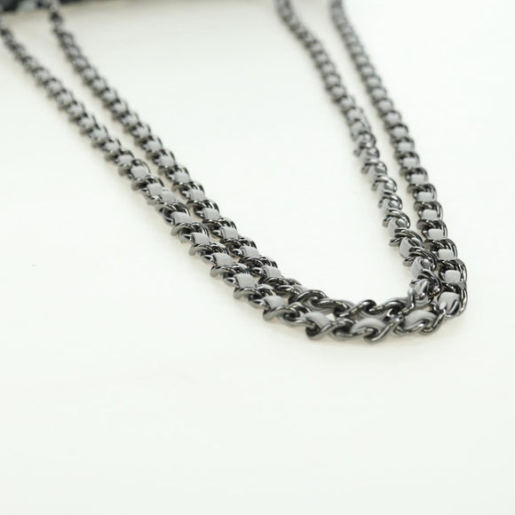 CHANEL Matelasse Chain Shoulder Bag Sequin Gray Silver CC Auth 177320SM