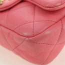 CHANEL Matelasse Chain Shoulder Bag Lamb Skin Pink Gold CC Auth 177321SAM-15