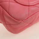 CHANEL Matelasse Chain Shoulder Bag Lamb Skin Pink Gold CC Auth 177321SAM-16