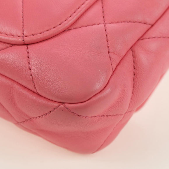 CHANEL Matelasse Chain Shoulder Bag Lamb Skin Pink Gold CC Auth 177321SAM