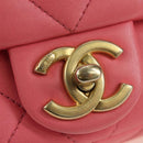 CHANEL Matelasse Chain Shoulder Bag Lamb Skin Pink Gold CC Auth 177321SAM-18