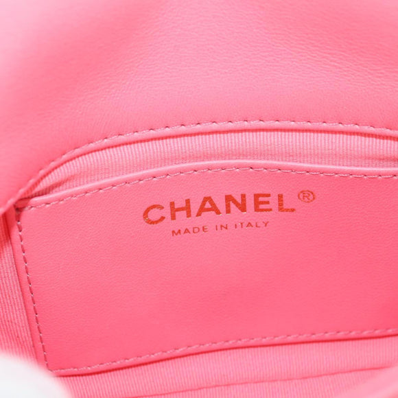 CHANEL Matelasse Chain Shoulder Bag Lamb Skin Pink Gold CC Auth 177321SAM
