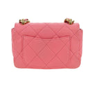 CHANEL Matelasse Chain Shoulder Bag Lamb Skin Pink Gold CC Auth 177321SAM-2