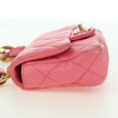 CHANEL Matelasse Chain Shoulder Bag Lamb Skin Pink Gold CC Auth 177321SAM-3
