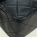 CHANEL Matelasse Chain Hand Bag Lamb Skin Black Gold CC Auth 177323SM-15