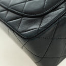 CHANEL Matelasse Chain Hand Bag Lamb Skin Black Gold CC Auth 177323SM-18