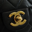 CHANEL Matelasse Chain Hand Bag Lamb Skin Black Gold CC Auth 177323SM-19